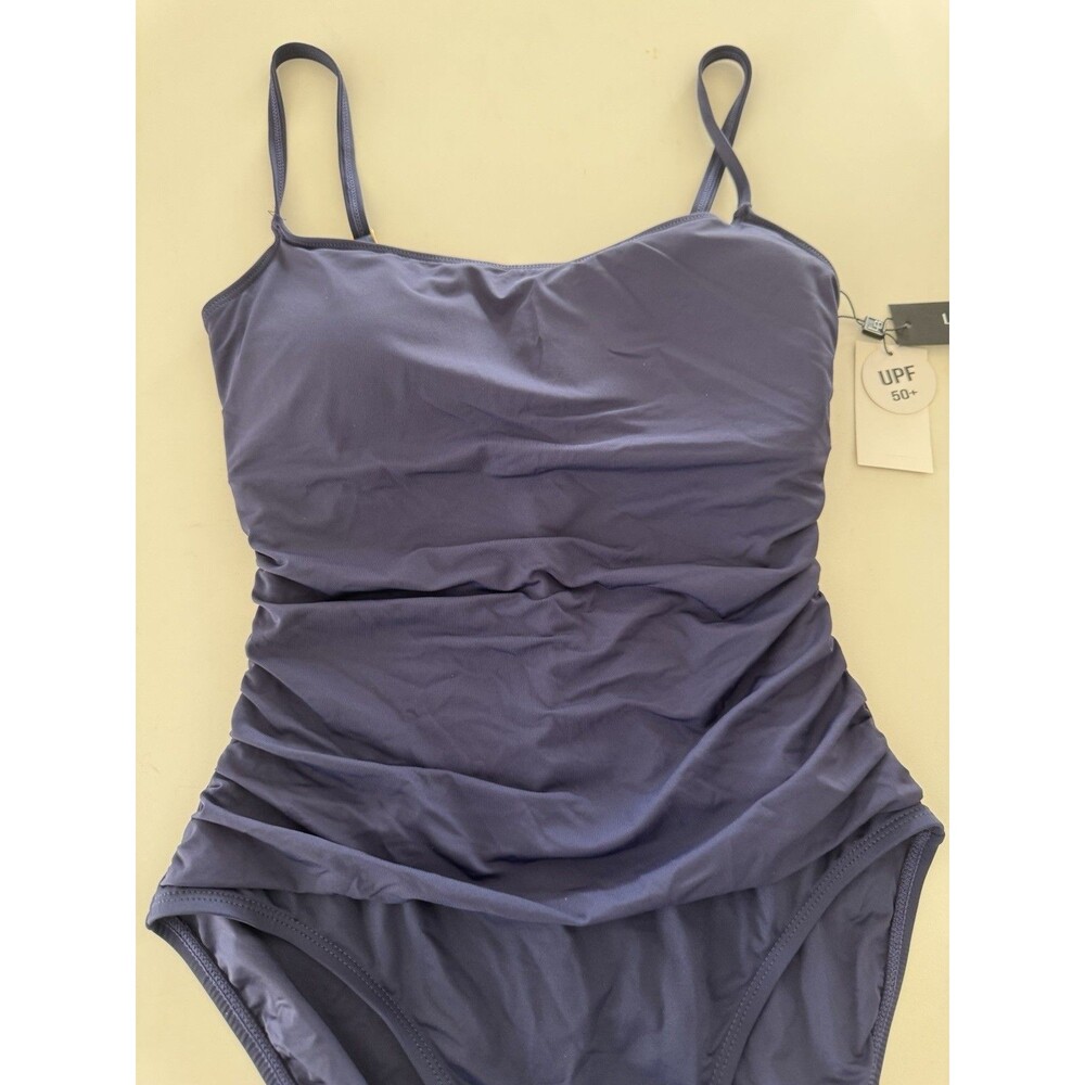 La Blanca Women's One Piece Swimsuit Island Goddess Shirred Side blue size 10 - Picture 8 of 15
